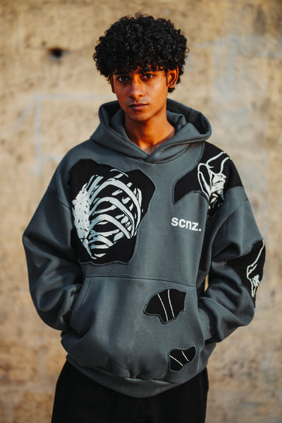 chaanpien' Grey Patchwork Oversized Hoodie – scnz